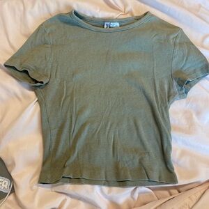H&M DIVIDED Sage Green Ribbed Short Sleeve Tee